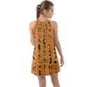 Egyptian Hieroglyphs Ancient Egypt Letters Papyrus Background Vector Old Egyptian Hieroglyph Writing Halter Tie Back Chiffon Dress View2