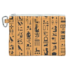 Egyptian Hieroglyphs Ancient Egypt Letters Papyrus Background Vector Old Egyptian Hieroglyph Writing Canvas Cosmetic Bag (xl) by Wegoenart