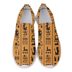 Egyptian Hieroglyphs Ancient Egypt Letters Papyrus Background Vector Old Egyptian Hieroglyph Writing Women s Slip On Sneakers by Wegoenart