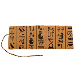 Egyptian Hieroglyphs Ancient Egypt Letters Papyrus Background Vector Old Egyptian Hieroglyph Writing Roll Up Canvas Pencil Holder (s) by Wegoenart