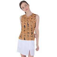 Egyptian Hieroglyphs Ancient Egypt Letters Papyrus Background Vector Old Egyptian Hieroglyph Writing Women s Sleeveless Sports Top by Wegoenart