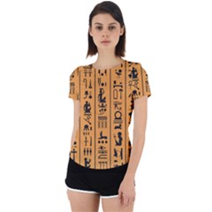 Egyptian Hieroglyphs Ancient Egypt Letters Papyrus Background Vector Old Egyptian Hieroglyph Writing Back Cut Out Sport Tee by Wegoenart