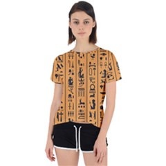 Egyptian Hieroglyphs Ancient Egypt Letters Papyrus Background Vector Old Egyptian Hieroglyph Writing Open Back Sport Tee by Wegoenart