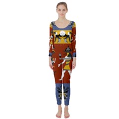 Ancient Egyptian Religion Seamless Pattern Long Sleeve Catsuit by Wegoenart