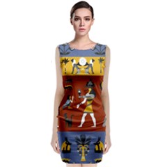 Ancient Egyptian Religion Seamless Pattern Sleeveless Velvet Midi Dress by Wegoenart