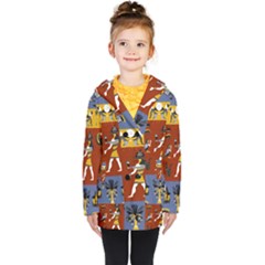 Ancient Egyptian Religion Seamless Pattern Kids  Double Breasted Button Coat by Wegoenart