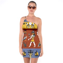 Ancient Egyptian Religion Seamless Pattern One Soulder Bodycon Dress by Wegoenart