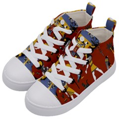 Ancient Egyptian Religion Seamless Pattern Kids  Mid-top Canvas Sneakers by Wegoenart