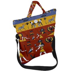 Ancient Egyptian Religion Seamless Pattern Fold Over Handle Tote Bag by Wegoenart