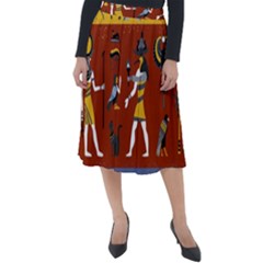 Ancient Egyptian Religion Seamless Pattern Classic Velour Midi Skirt  by Wegoenart