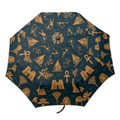 Dark Seamless Pattern Symbols Landmarks Signs Egypt Folding Umbrellas by Wegoenart