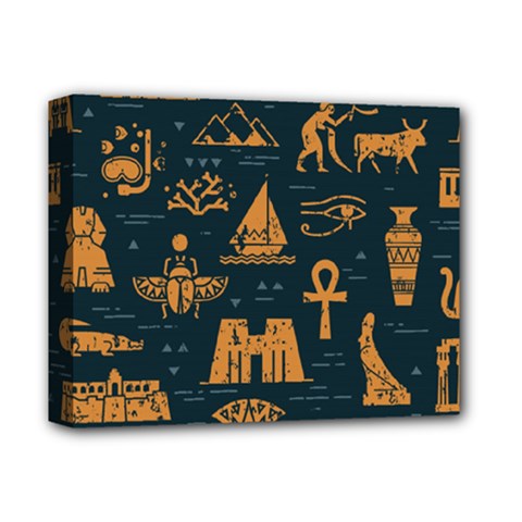 Dark Seamless Pattern Symbols Landmarks Signs Egypt Deluxe Canvas 14  X 11  (stretched) by Wegoenart