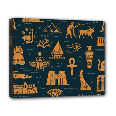 Dark Seamless Pattern Symbols Landmarks Signs Egypt Deluxe Canvas 20  X 16  (stretched) by Wegoenart