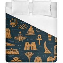 Dark Seamless Pattern Symbols Landmarks Signs Egypt Duvet Cover (california King Size) by Wegoenart