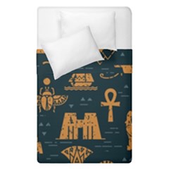 Dark Seamless Pattern Symbols Landmarks Signs Egypt Duvet Cover Double Side (single Size) by Wegoenart