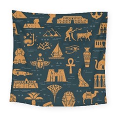 Dark Seamless Pattern Symbols Landmarks Signs Egypt Square Tapestry (large) by Wegoenart