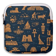 Dark Seamless Pattern Symbols Landmarks Signs Egypt Mini Square Pouch by Wegoenart