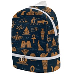 Dark Seamless Pattern Symbols Landmarks Signs Egypt Zip Bottom Backpack by Wegoenart