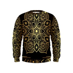 Luxury Golden Mandala Background Kids  Sweatshirt by Wegoenart