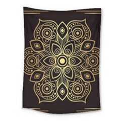 Luxury Golden Mandala Background Medium Tapestry by Wegoenart