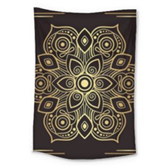 Luxury Golden Mandala Background Large Tapestry by Wegoenart