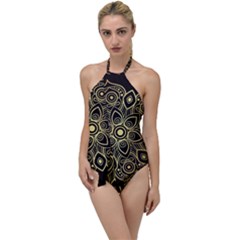 Luxury Golden Mandala Background Go With The Flow One Piece Swimsuit by Wegoenart