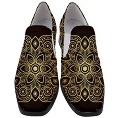 Luxury Golden Mandala Background Women Slip On Heel Loafers by Wegoenart