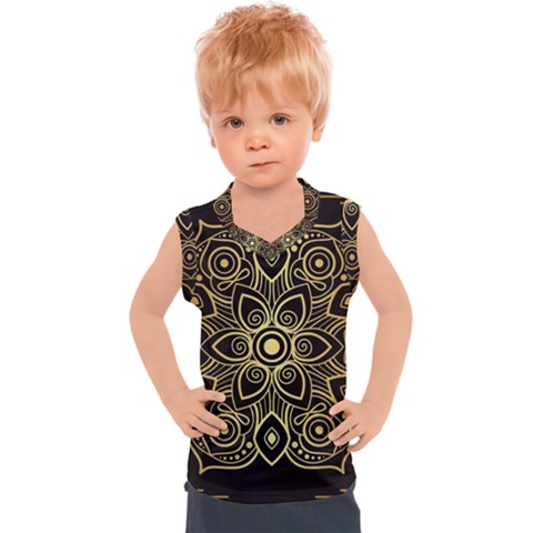 Luxury Golden Mandala Background Kids  Sport Tank Top by Wegoenart