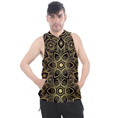 Luxury Golden Mandala Background Men s Sleeveless Hoodie by Wegoenart