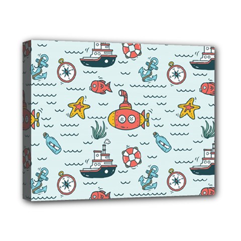 Cartoon Nautical Seamless Background Canvas 10  X 8  (stretched) by Wegoenart