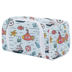 Cartoon Nautical Seamless Background Toiletries Pouch by Wegoenart