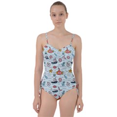 Cartoon Nautical Seamless Background Sweetheart Tankini Set by Wegoenart