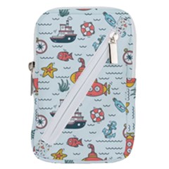 Cartoon Nautical Seamless Background Belt Pouch Bag (large) by Wegoenart