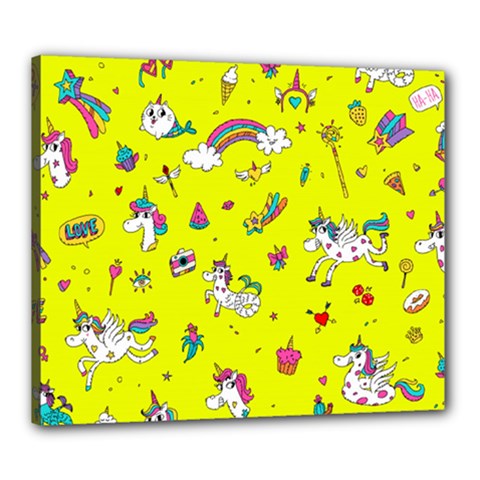 Pattern Unicorns Mermaids Horses Girlish Things Canvas 24  X 20  (stretched) by Wegoenart