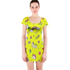 Pattern Unicorns Mermaids Horses Girlish Things Short Sleeve Bodycon Dress by Wegoenart