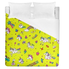 Pattern Unicorns Mermaids Horses Girlish Things Duvet Cover (queen Size) by Wegoenart