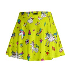 Pattern Unicorns Mermaids Horses Girlish Things Mini Flare Skirt by Wegoenart