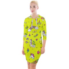 Pattern Unicorns Mermaids Horses Girlish Things Quarter Sleeve Hood Bodycon Dress by Wegoenart