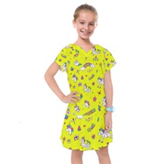 Pattern Unicorns Mermaids Horses Girlish Things Kids  Drop Waist Dress by Wegoenart