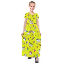 Pattern Unicorns Mermaids Horses Girlish Things Kids  Short Sleeve Maxi Dress by Wegoenart