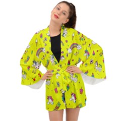 Pattern Unicorns Mermaids Horses Girlish Things Long Sleeve Kimono by Wegoenart