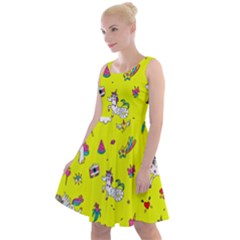 Pattern Unicorns Mermaids Horses Girlish Things Knee Length Skater Dress by Wegoenart