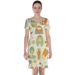 Egypt Seamless Pattern Short Sleeve Nightdress by Wegoenart