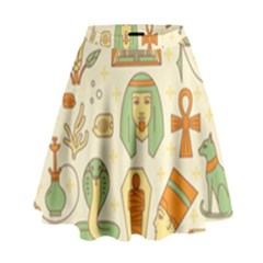 Egypt Seamless Pattern High Waist Skirt by Wegoenart