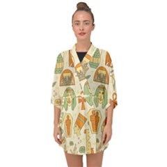 Egypt Seamless Pattern Half Sleeve Chiffon Kimono by Wegoenart