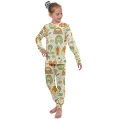 Egypt Seamless Pattern Kids  Long Sleeve Set  by Wegoenart