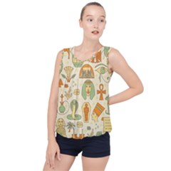 Egypt Seamless Pattern Bubble Hem Chiffon Tank Top by Wegoenart