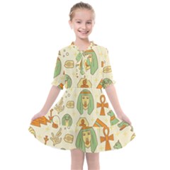 Egypt Seamless Pattern Kids  All Frills Chiffon Dress by Wegoenart