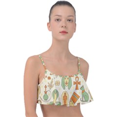 Egypt Seamless Pattern Frill Bikini Top by Wegoenart