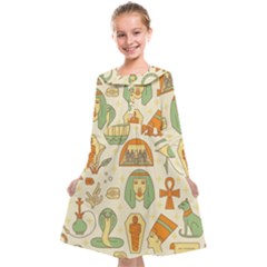 Egypt Seamless Pattern Kids  Midi Sailor Dress